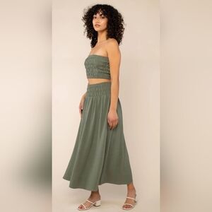 NLT Womens Green NWT Linen Midi Skirt Medium